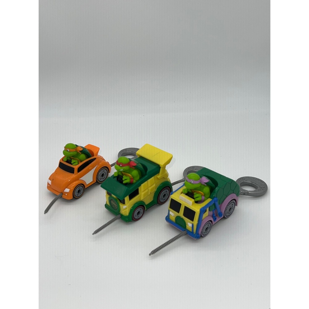 TMNT Power Turbo Racers Set of 3 Raphael Donatello Michelangelo Pull String Toys